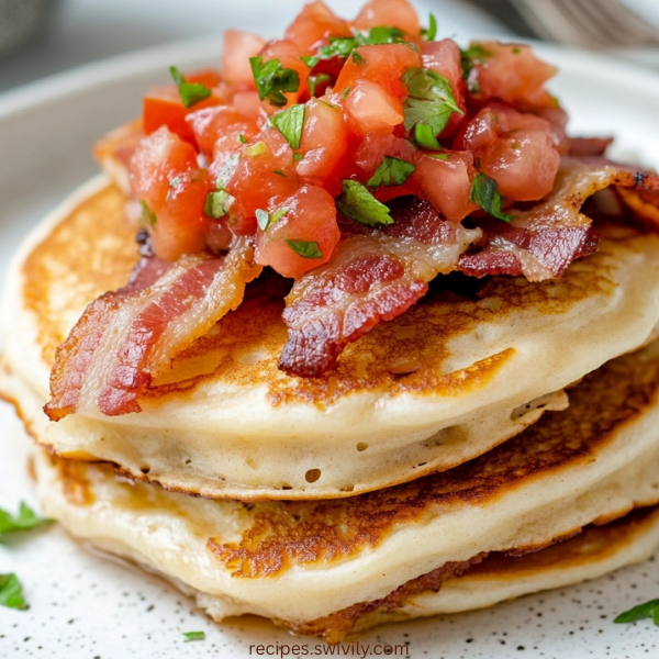 Cheese Pancakes with Bacon and Fresh Tomato Salsa