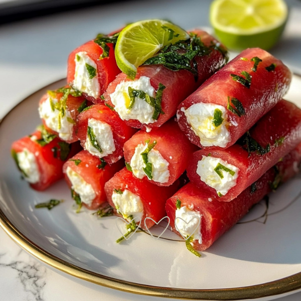 Watermelon Feta Rolls with Lime Zest