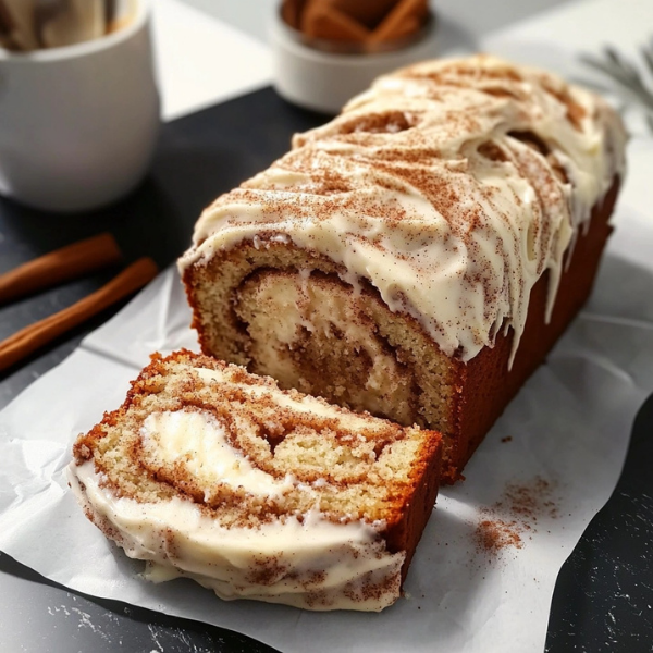 Cinnamon Swirl Loaf Cake with Frosting