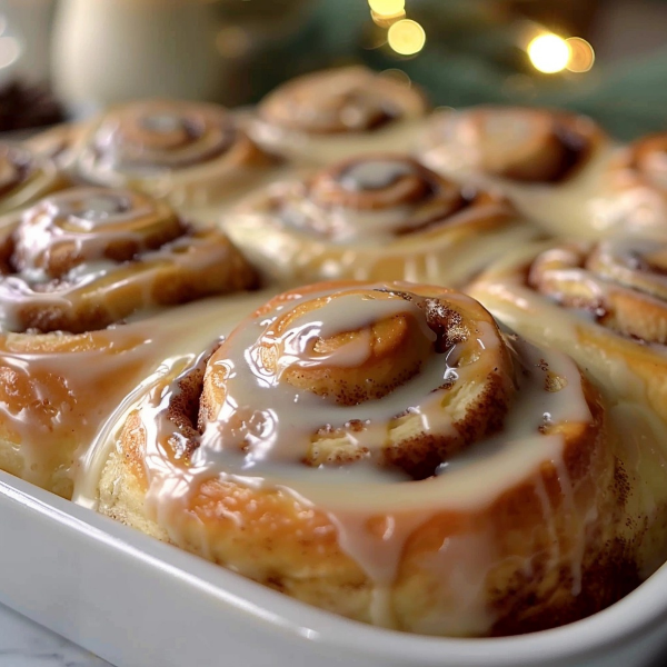 Fluffy Cinnamon Rolls with Vanilla Cream Cheese Glaze