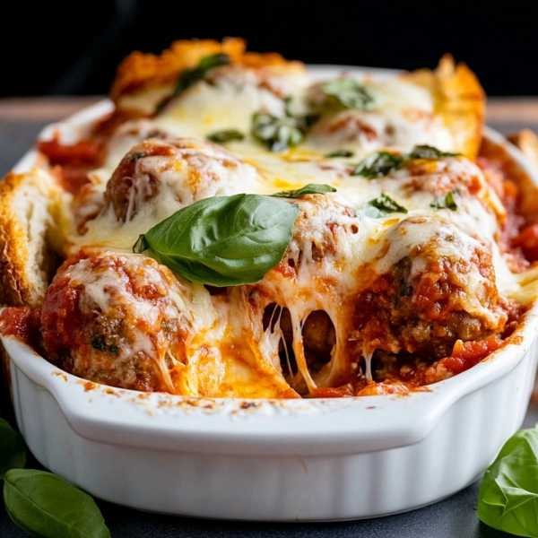 Cheesy Meatball Sub Casserole