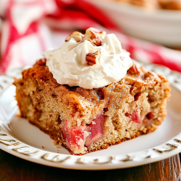 Rhubarb Cinnamon Pecan Cake