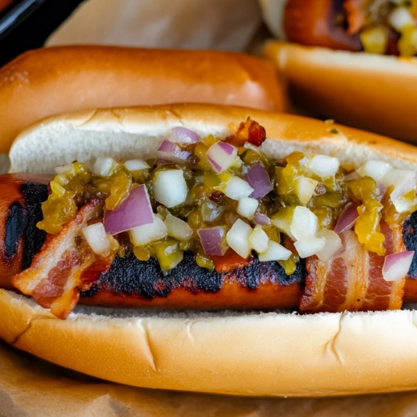 Grilled Bacon Wrapped Hot Dogs