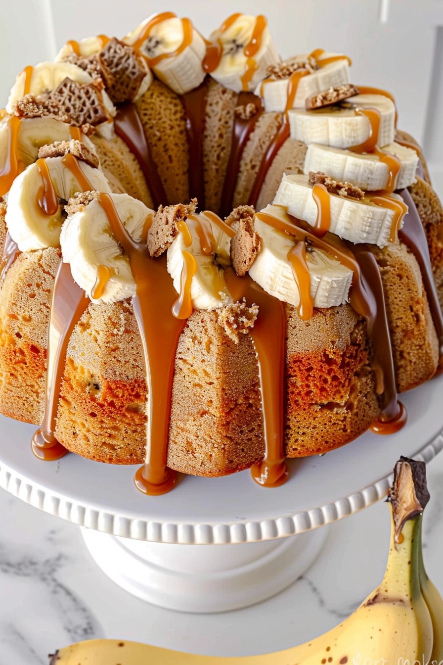 Caramel & Banana Cream Cheese Bundt Cake Recipe