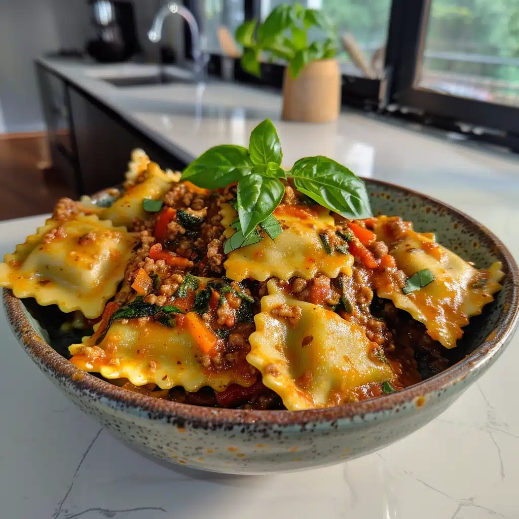 Spinach Ricotta Ravioli with Bolognese al Ragù Recipe
