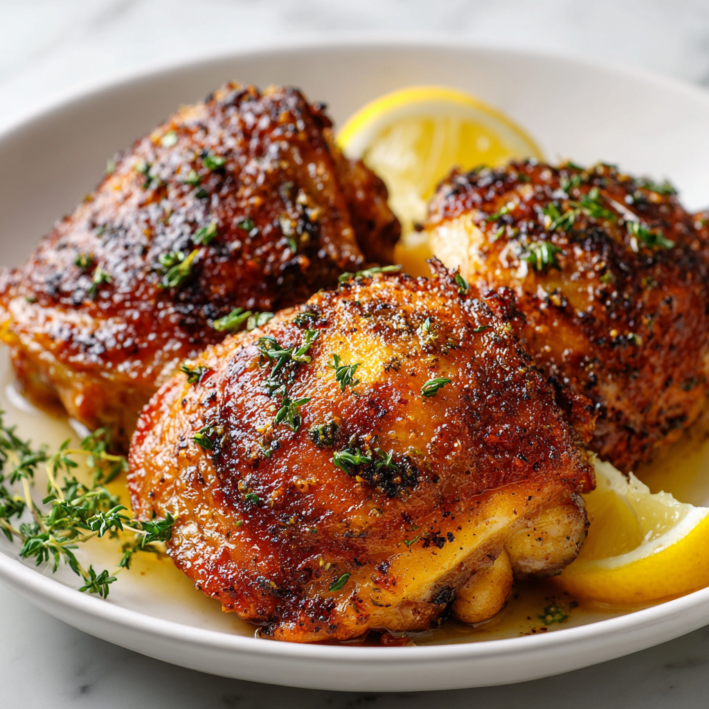 Lemon Garlic Roasted Chicken Thighs Recipe 6 Lemon Garlic Roasted Chicken Thighs Recipe - Recipe Image
