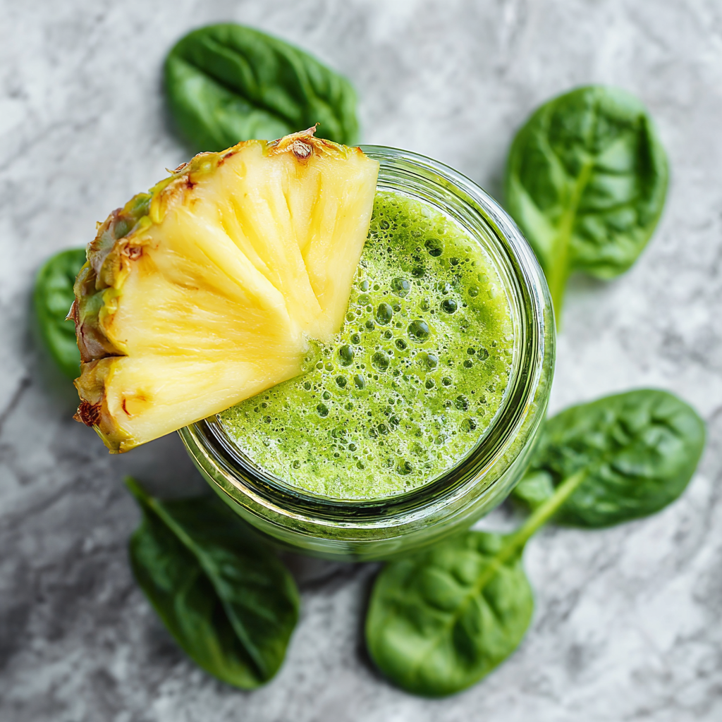 Green Smoothie with Spinach and Pineapple Recipe