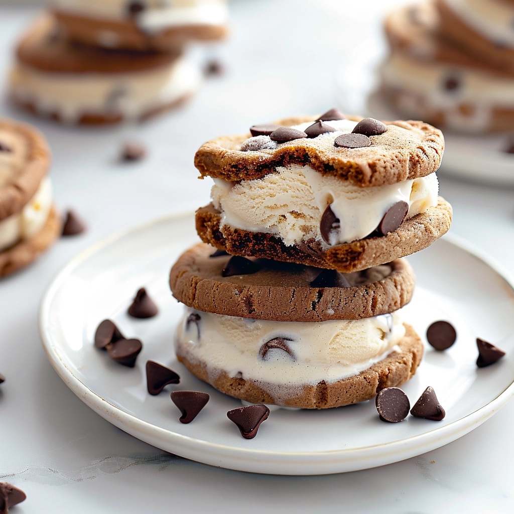 Chocolate Chip Cookie Ice Cream Sandwiches Recipe - Recipe Image