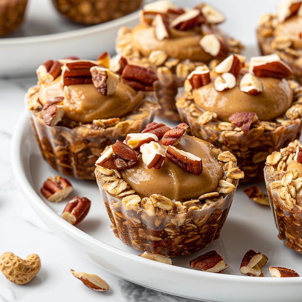 No-Bake Peanut Butter Granola Cups, - Recipe Image