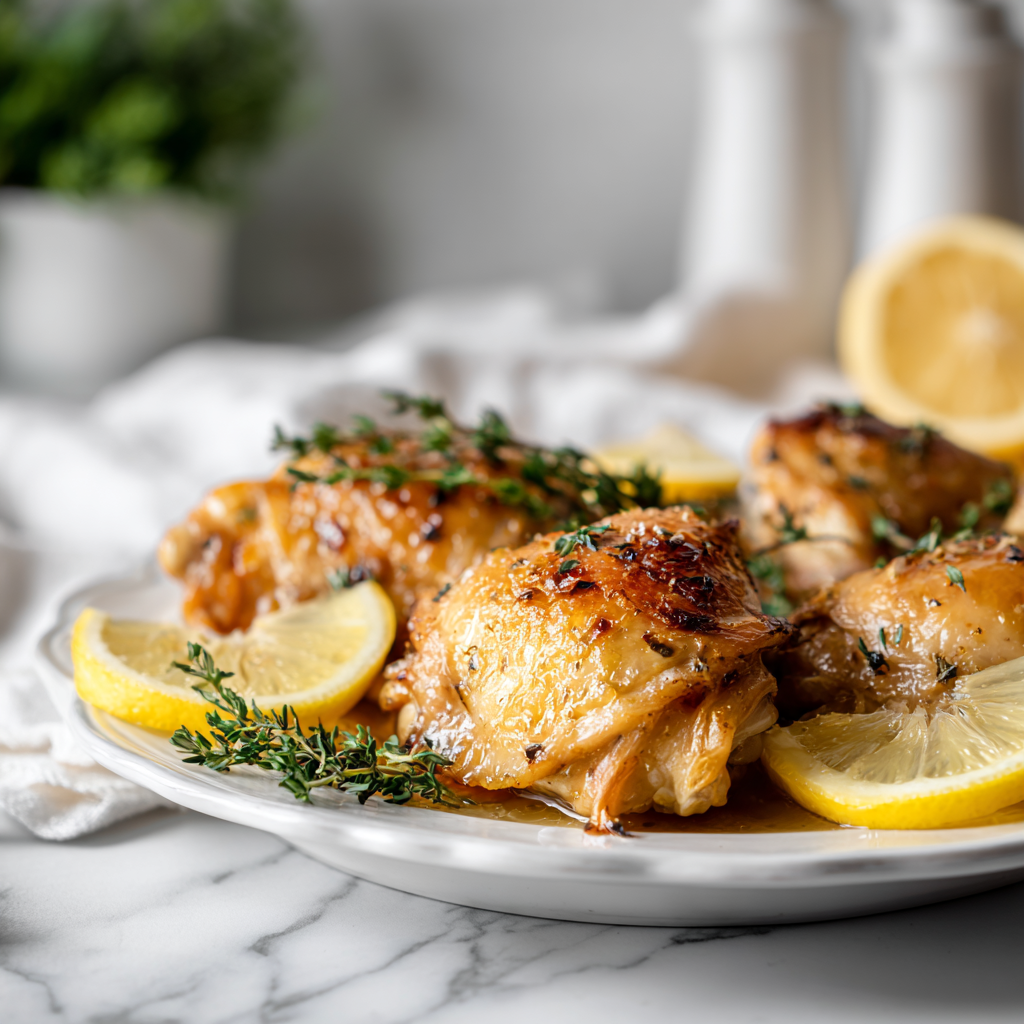 Lemon Garlic Roasted Chicken Thighs Recipe 5 Lemon Garlic Roasted Chicken Thighs Recipe - Recipe Image