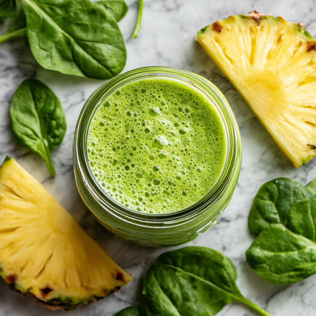 Green Smoothie with Spinach and Pineapple Recipe - Recipe Image