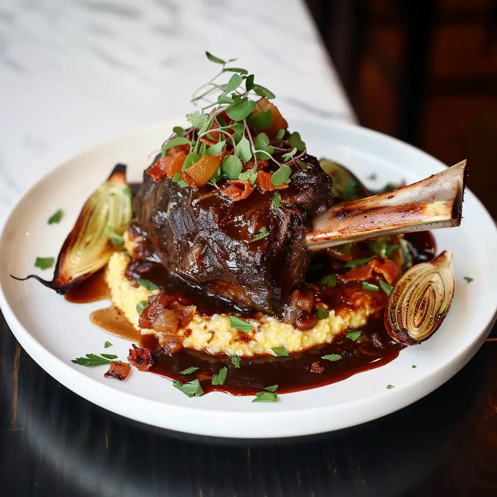 Braised Lamb Shank with Gouda Cheese Polenta Recipe - Recipe Image