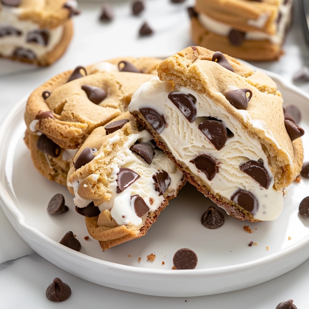 Chocolate Chip Cookie Ice Cream Sandwiches Recipe 6 Chocolate Chip Cookie Ice Cream Sandwiches Recipe - Recipe Image