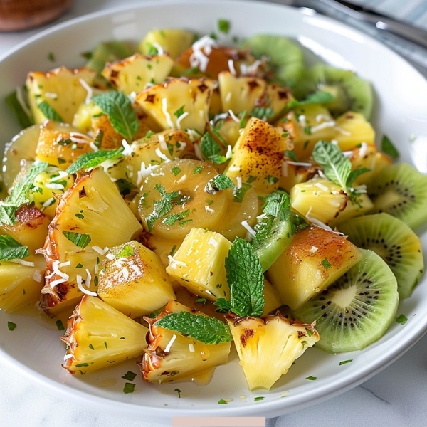Pineapple Kiwi Salad with Honey Lime Dressing