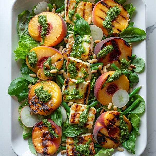 Grilled Peach and Halloumi Salad