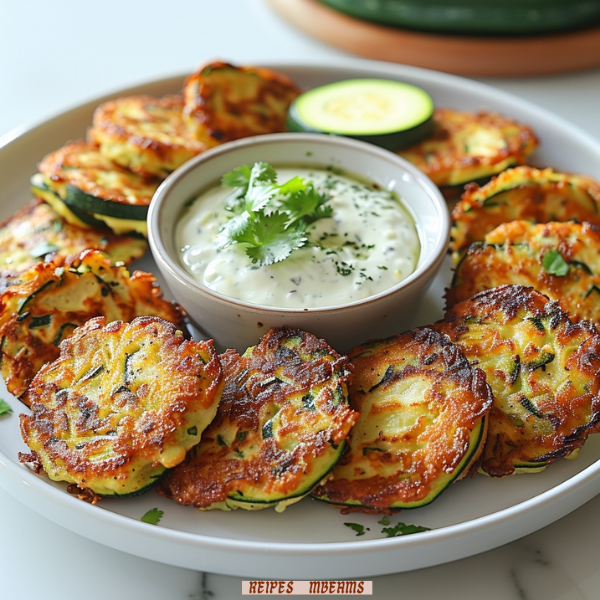 Crispy Zucchini Fritters with Mint Yogurt Dip