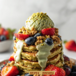 Matcha Pancakes with Chopped Nuts 3 Matcha Pancakes with Chopped Nuts
