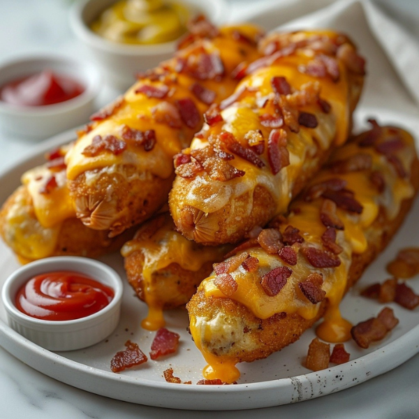 Deep-Fried Bacon Cheeseburger Corn Dogs