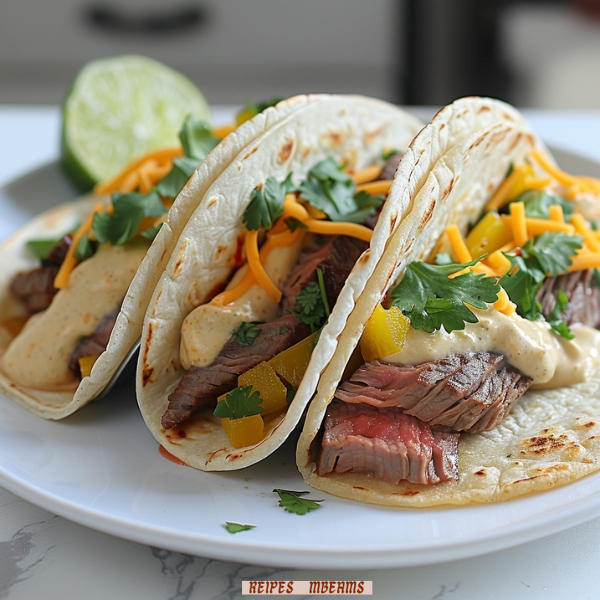 Sous Vide Steak Tacos with Cheddar and Peppers