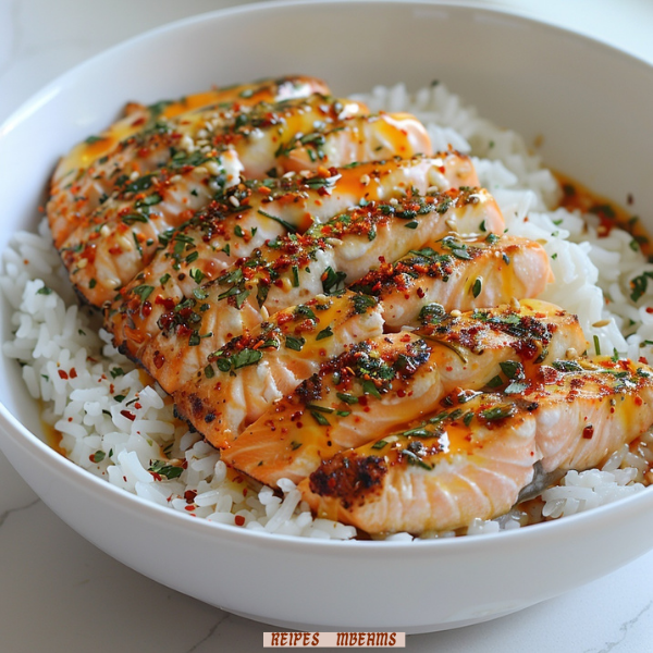 Baked Salmon with Spicy Garlic Butter Sauce
