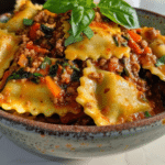 Spinach Ricotta Ravioli with Bolognese al Ragù Recipe