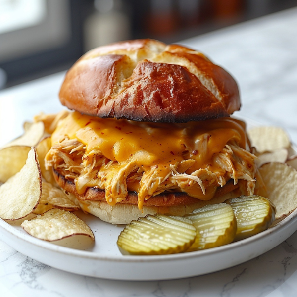 Crock Pot Hot Cheesy Chicken Sandwiches