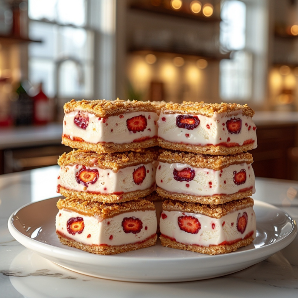 Strawberry Shortcake Ice Cream Sandwiches