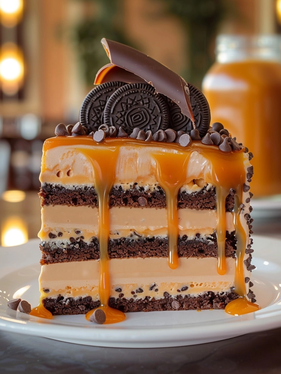 Oreo Caramel Chocolate Chip Cookie Cake Recipe