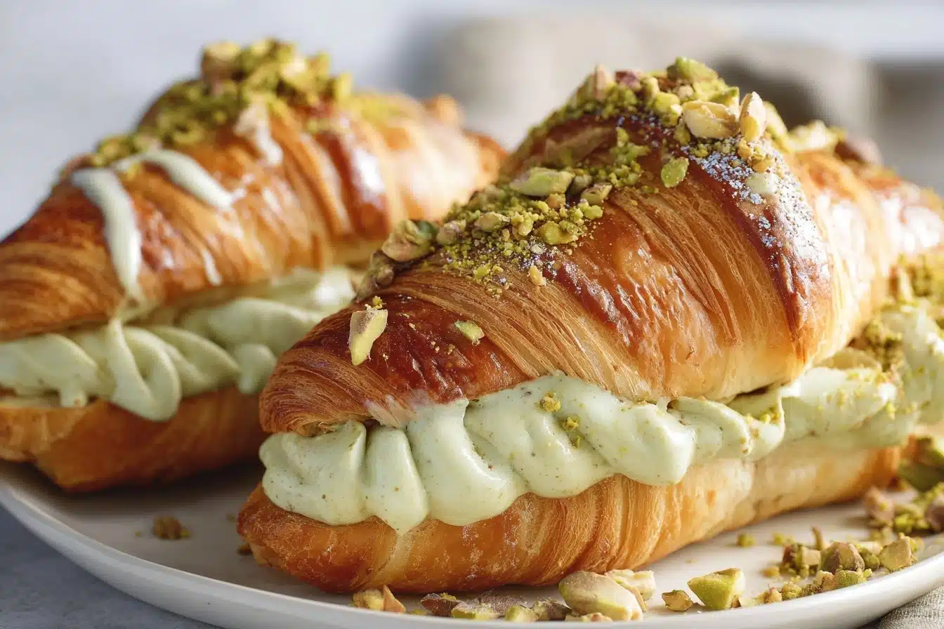 Pistachio Cream Croissants Recipe