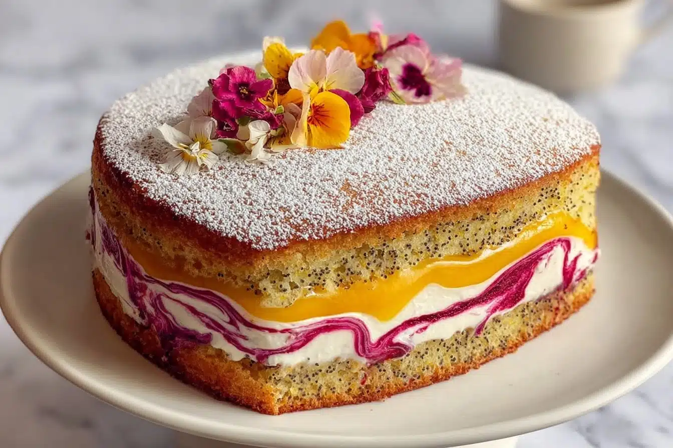 Poppy Seed Layer Cake with Lemon Curd and Berry Cream Recipe 6 Poppy Seed Layer Cake with Lemon Curd and Berry Cream Recipe - Recipe Image