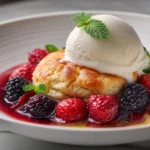 Warm Mixed Berry Cobbler with Vanilla Ice Cream Recipe