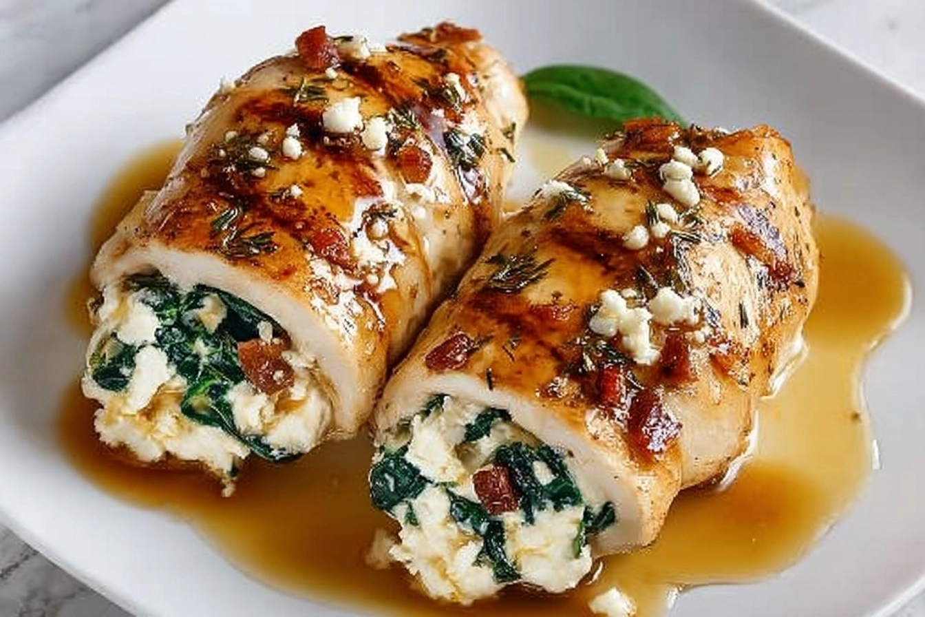 Spinach and Feta Chicken Rolls Recipe