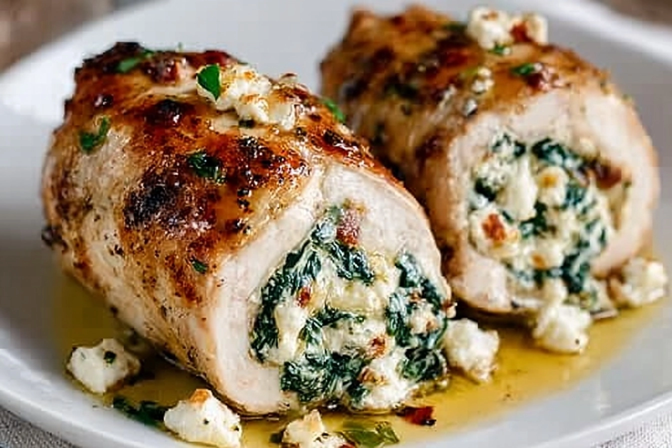 Spinach and Feta Chicken Rolls Recipe - Recipe Image
