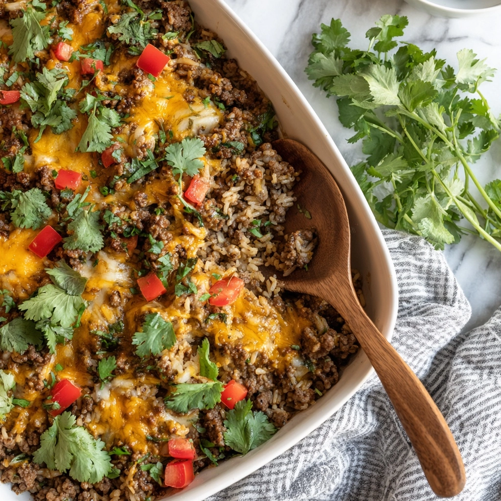 Cheesy Hamburger Rice Casserole Recipe - Recipe Image