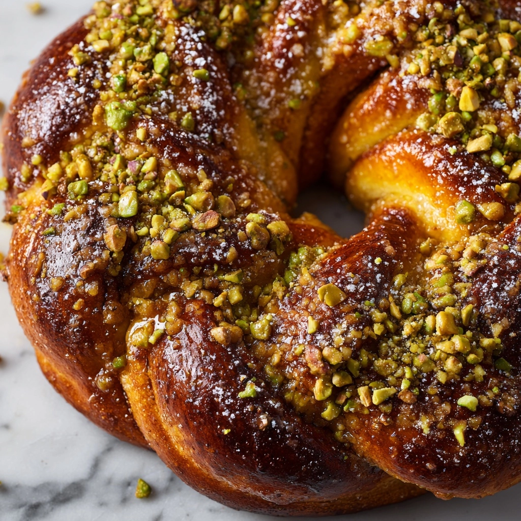 Pistachio Honey Babka Bread Wreath Recipe