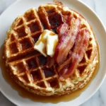 Crispy Fluffy Yeasted Waffles with Bacon & Syrup Recipe