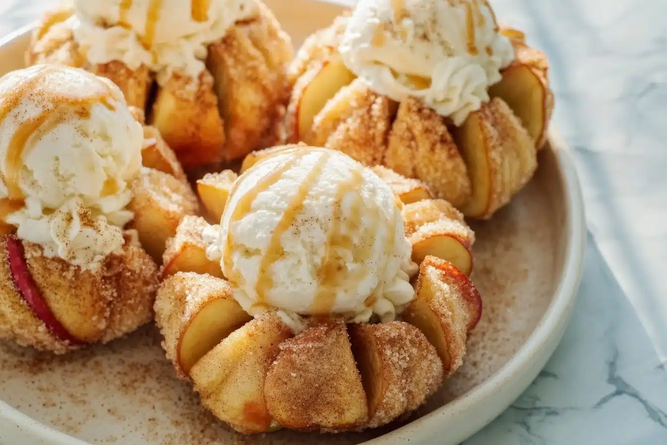 Bloomin’ Apples with Cinnamon Sugar & Ice Cream Recipe