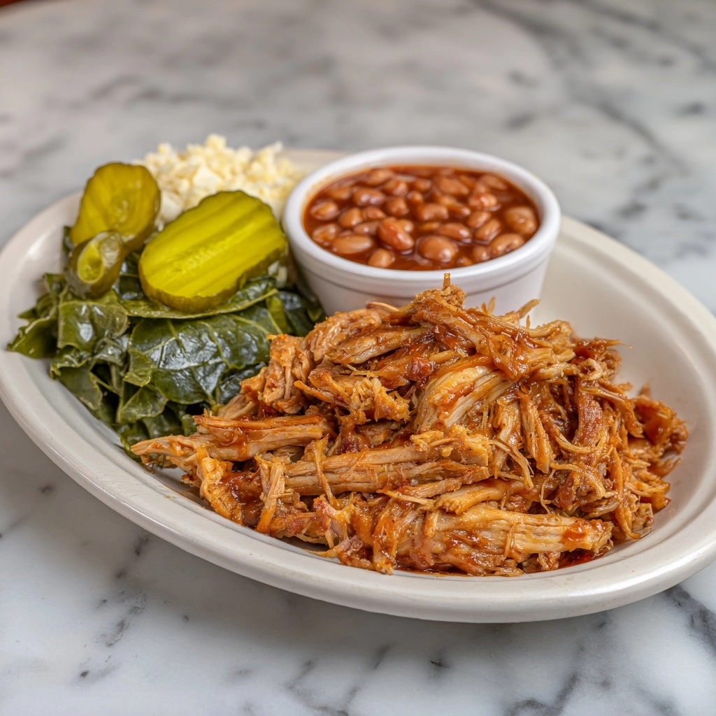 Alabama White Sauce BBQ Pulled Pork Plate with Sides Recipe - Recipe Image