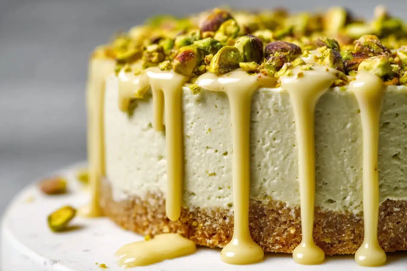 No-Bake Vegan Pistachio Cheesecake Recipe - Recipe Image