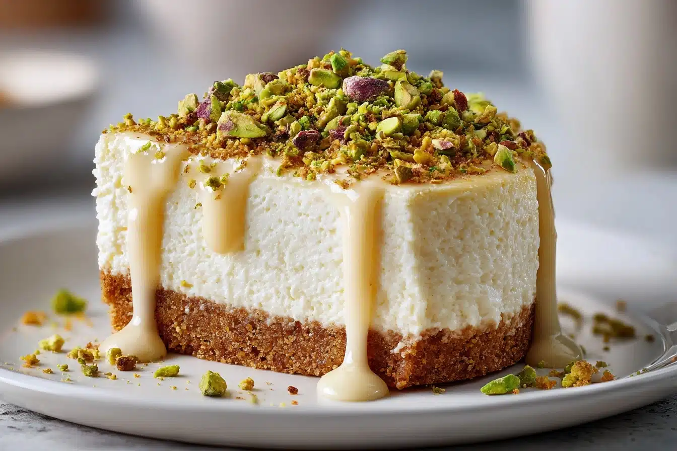 No-Bake Vegan Pistachio Cheesecake Recipe - Recipe Image
