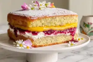 Poppy Seed Layer Cake with Lemon Curd and Berry Cream Recipe