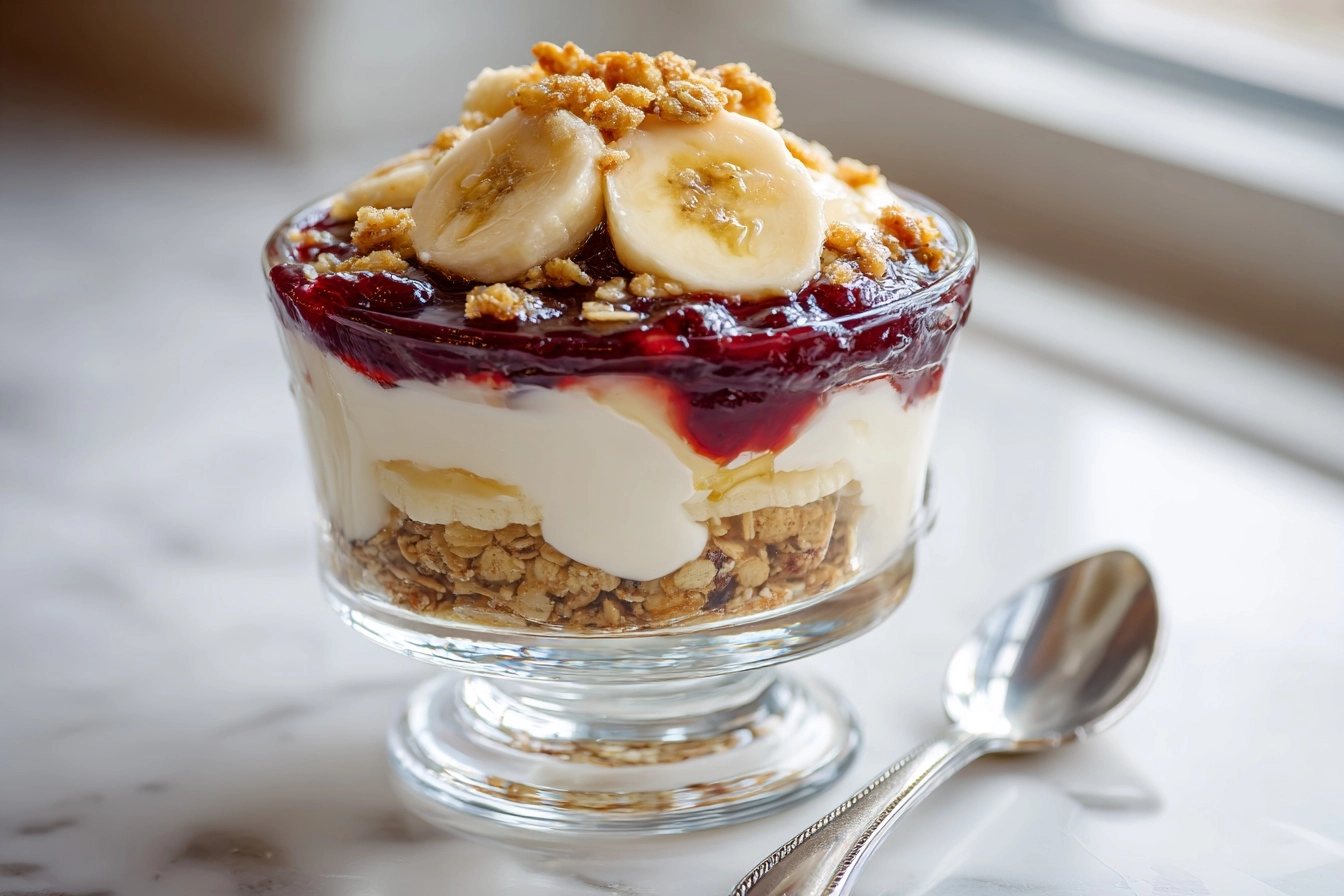 Banana Rhubarb Ginger Jam Yogurt Parfait Recipe - Recipe Image