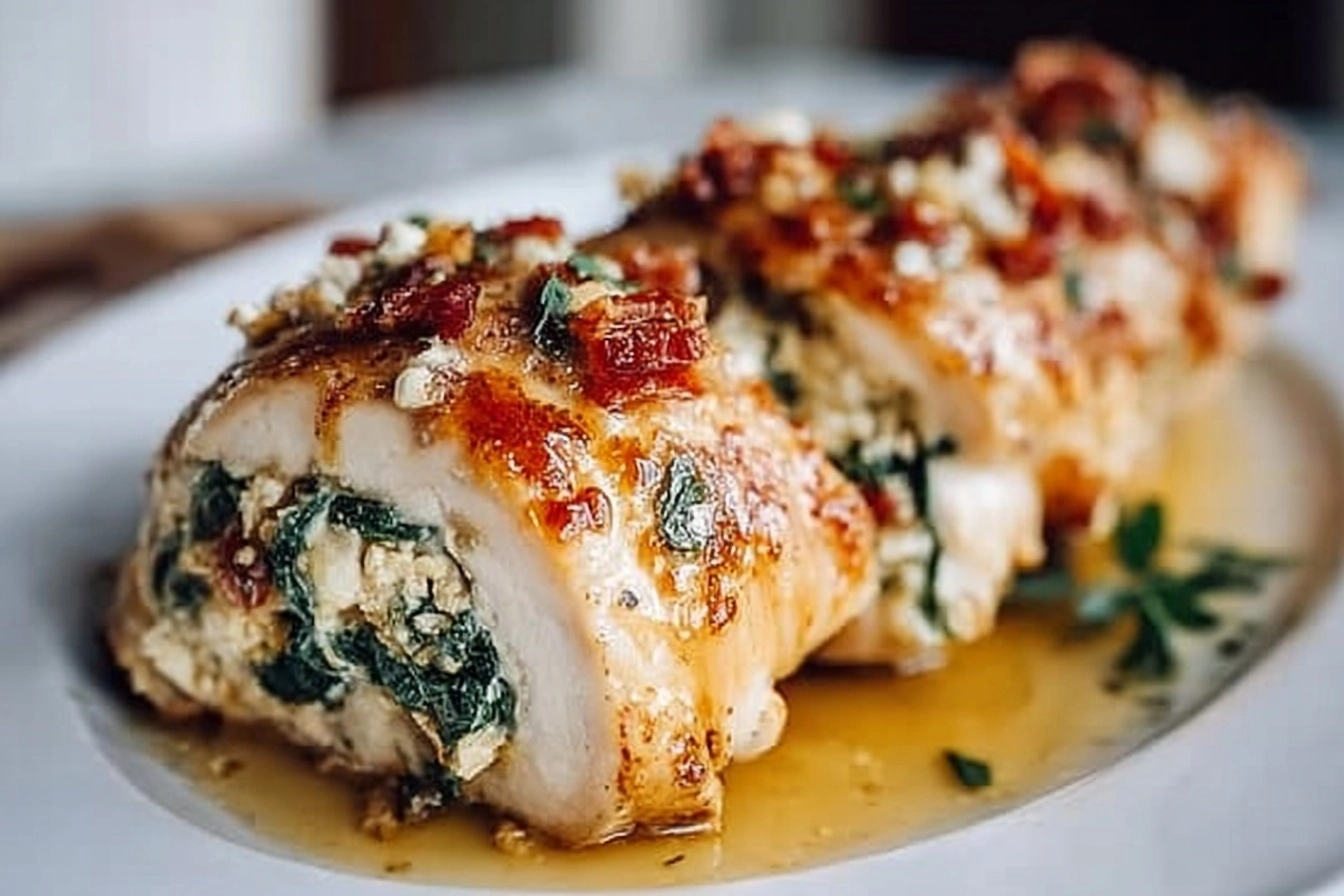 Spinach and Feta Chicken Rolls Recipe - Recipe Image