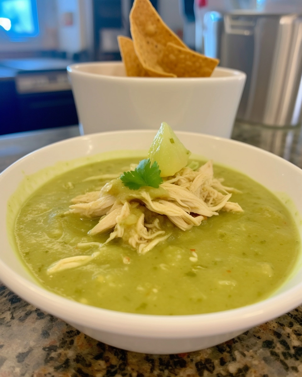 Slow Cooker Green Enchilada Chicken Soup Recipe - Recipe Image