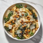 Kale Caesar Pasta Salad with Crispy Chickpeas Recipe