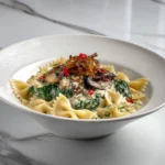 Creamy Mushroom Spinach Bowtie Pasta Recipe