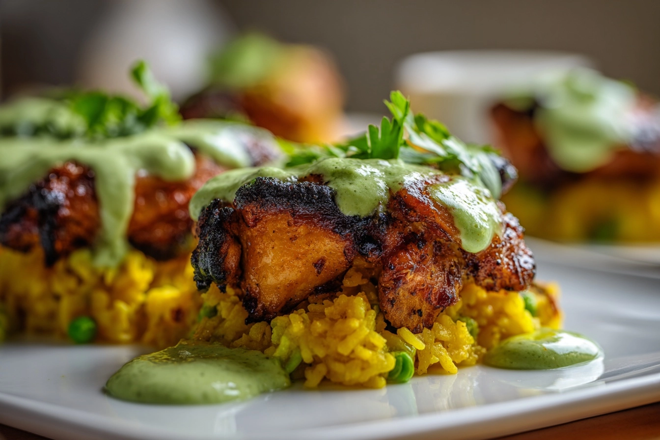 Peruvian Chicken and Rice with Green Sauce Recipe