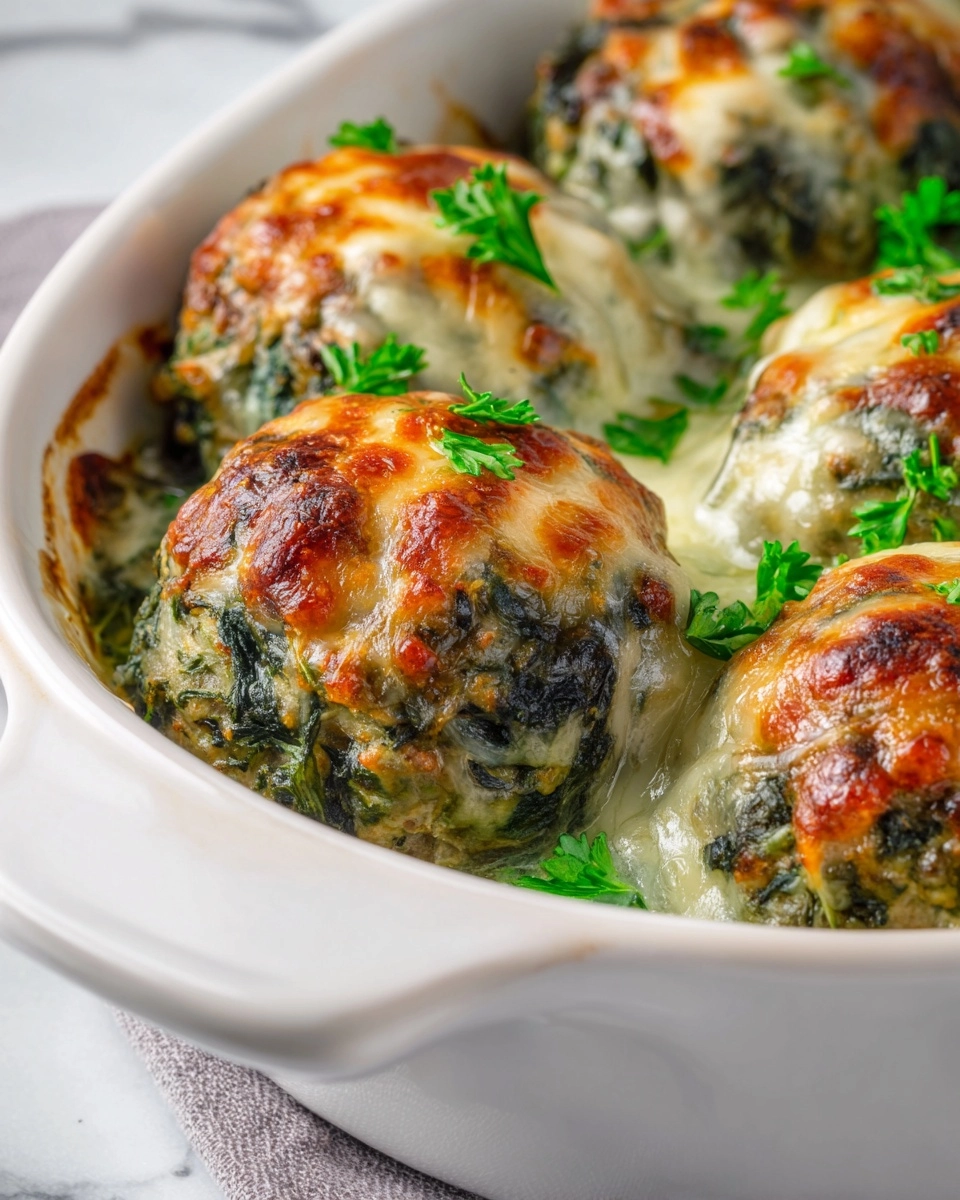 Cheesy Spinach Garlic Meatballs Stuffed with Mozzarella Recipe