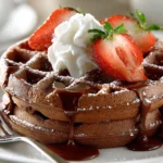 Fluffy Chocolate Waffles with Strawberries & Cream Recipe