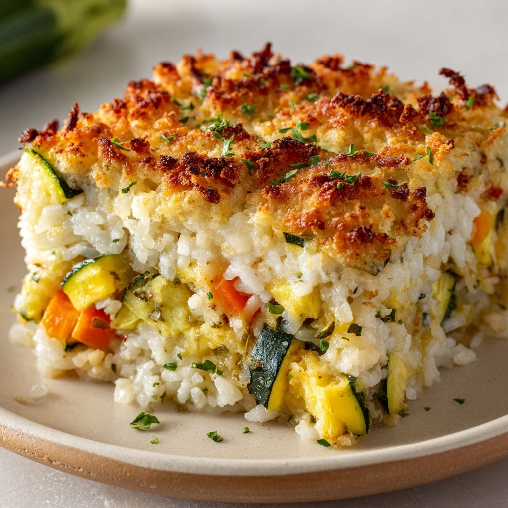 Zucchini Rice Stuffing Casserole Recipe - Recipe Image
